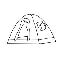 Doodle style camping tents. Outdoor lifestyle. Summer camping in nature. Eco tourism. Tourism, travel, adventure, vacation, vacation concept. Vector