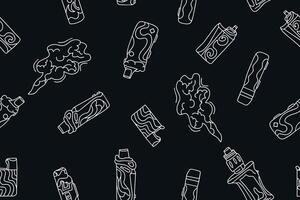 Seamless pattern with vape liquid. Vector illustration. Doodle style. Printing using electronic cigarettes. Vector