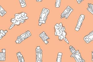 Seamless pattern with vape liquid. Vector illustration. Doodle style. Printing using electronic cigarettes. Vector