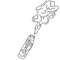 Minimalistic doodle style illustration of an electronic cigarette with smoke. The harm of smoking to health. Quit smoking and vaping. Vector