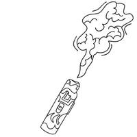 Minimalistic doodle style illustration of an electronic cigarette with smoke. The harm of smoking to health. Quit smoking and vaping. Vector