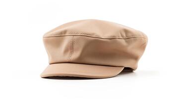 AI generated Photo of Beige Newsboy Cap isolated on white background. AI Generated