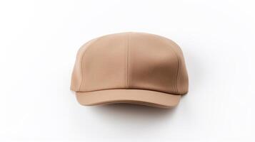 AI generated Photo of Beige Newsboy Cap isolated on white background. AI Generated