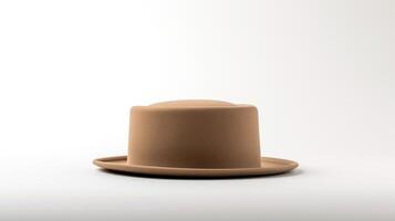 AI generated Photo of Beige Pork Pie Hat isolated on white background. AI Generated
