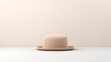 AI generated Photo of Beige Pork Pie Hat isolated on white background. AI Generated