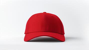 AI generated Photo of Red Baseball Cap isolated on white background. AI Generated