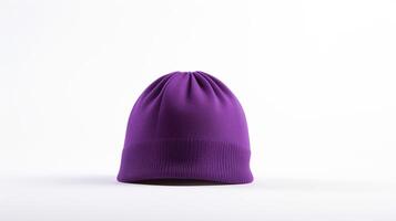 AI generated Photo of Purple Beanie cap isolated on white background. AI Generated