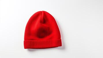 AI generated Photo of Red Beanie cap isolated on white background. AI Generated