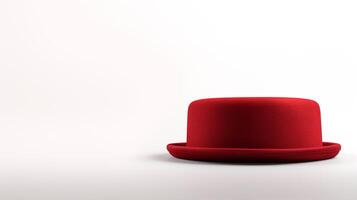 AI generated Photo of Red Pork Pie Hat isolated on white background. AI Generated