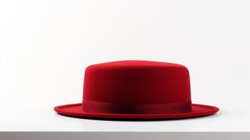 AI generated Photo of Red Pork Pie Hat isolated on white background. AI Generated