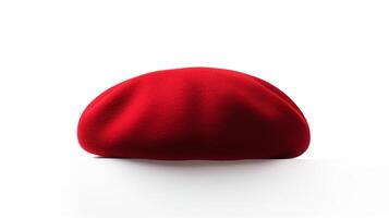 AI generated Photo of Red Beret Hat isolated on white background. AI Generated