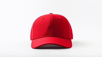 ai generado foto de rojo equipado gorra aislado en blanco antecedentes. ai generado