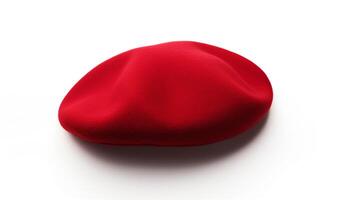 AI generated Photo of Red Beret Hat isolated on white background. AI Generated