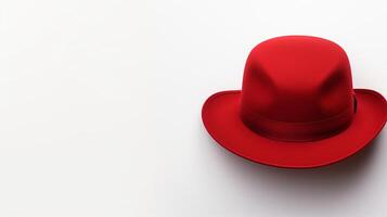 AI generated Photo of Red Bowler Hat isolated on white background. AI Generated