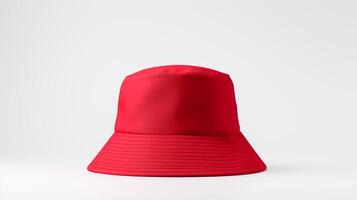 AI generated Photo of Red Bucket Hat isolated on white background. AI Generated