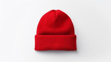 AI generated Photo of Red Beanie cap isolated on white background. AI Generated