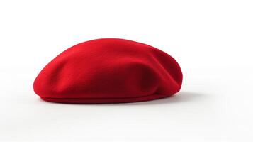 ai generado foto de rojo boina sombrero aislado en blanco antecedentes. ai generado