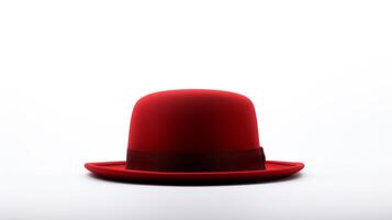 AI generated Photo of Red Bowler Hat isolated on white background. AI Generated