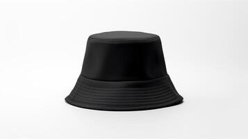 AI generated Photo of Black Bucket Hat isolated on white background. AI Generated