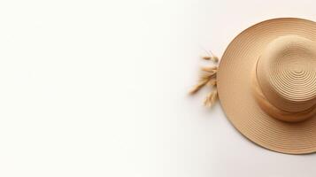 AI generated Photo of Beige Straw hat isolated on white background. AI Generated