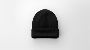 AI generated Photo of Black Beanie cap isolated on white background. AI Generated