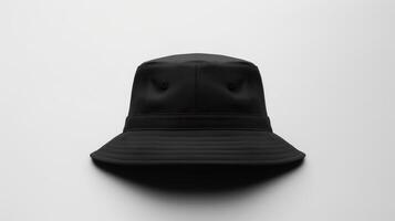 AI generated Photo of Black Bucket Hat isolated on white background. AI Generated