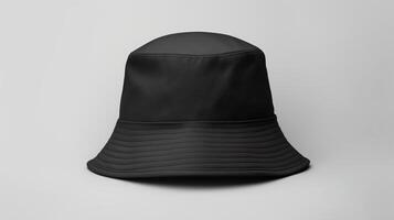 AI generated Photo of Black Bucket Hat isolated on white background. AI Generated