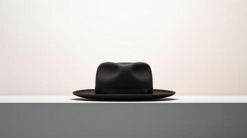 AI generated Photo of Black Boater Hat isolated on white background. AI Generated