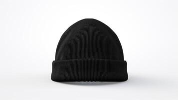 AI generated Photo of Black Beanie Hat isolated on white background. AI Generated