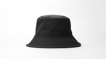 AI generated Photo of Black Bucket Hat isolated on white background. AI Generated