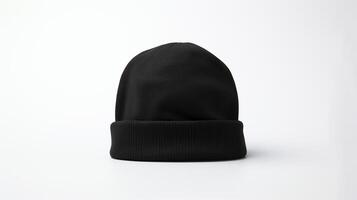 AI generated Photo of Black Beanie Hat isolated on white background. AI Generated