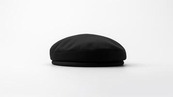 AI generated Photo of Black Beret Hat isolated on white background. AI Generated