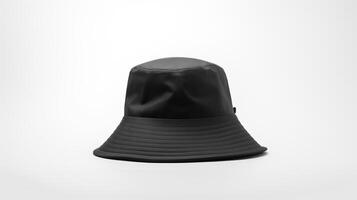 AI generated Photo of Black Bucket Hat isolated on white background. AI Generated