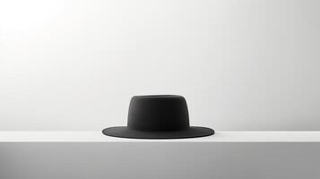 AI generated Photo of Black Boater Hat isolated on white background. AI Generated