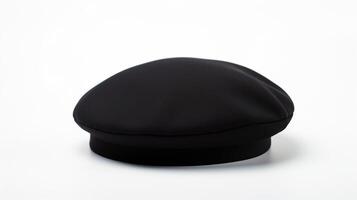 AI generated Photo of Black Beret Hat isolated on white background. AI Generated
