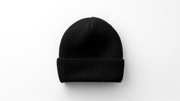 AI generated Photo of Black Beanie Hat isolated on white background. AI Generated