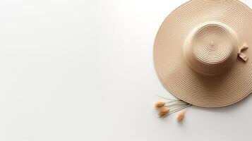 AI generated Photo of Beige Sun hat isolated on white background. AI Generated