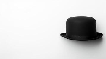 AI generated Photo of Black Bowler Hat isolated on white background. AI Generated