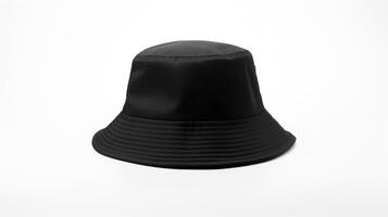 ai generado foto de negro Cubeta sombrero aislado en blanco antecedentes. ai generado