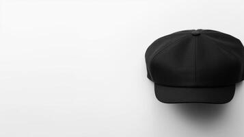 AI generated Photo of Black Newsboy Cap isolated on white background. AI Generated