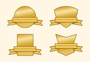 Gold Ribbon Badges Collection, Vector Element