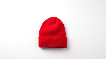 AI generated Photo of Red Beanie cap isolated on white background. AI Generated