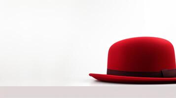 AI generated Photo of Red Bowler Hat isolated on white background. AI Generated