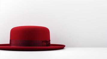 AI generated Photo of Red Boater Hat isolated on white background. AI Generated