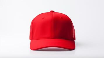 AI generated Photo of Red Trucker Cap isolated on white background. AI Generated