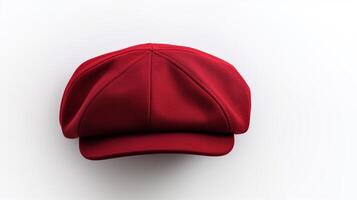 AI generated Photo of Red Newsboy Cap isolated on white background. AI Generated