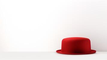 AI generated Photo of Red Pork Pie Hat isolated on white background. AI Generated