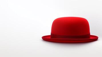 AI generated Photo of Red Bowler Hat isolated on white background. AI Generated