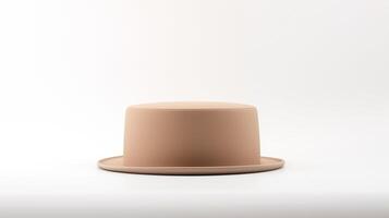 AI generated Photo of Beige Pork Pie Hat isolated on white background. AI Generated