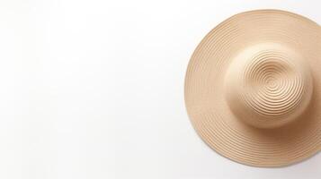 AI generated Photo of Beige Straw hat isolated on white background. AI Generated